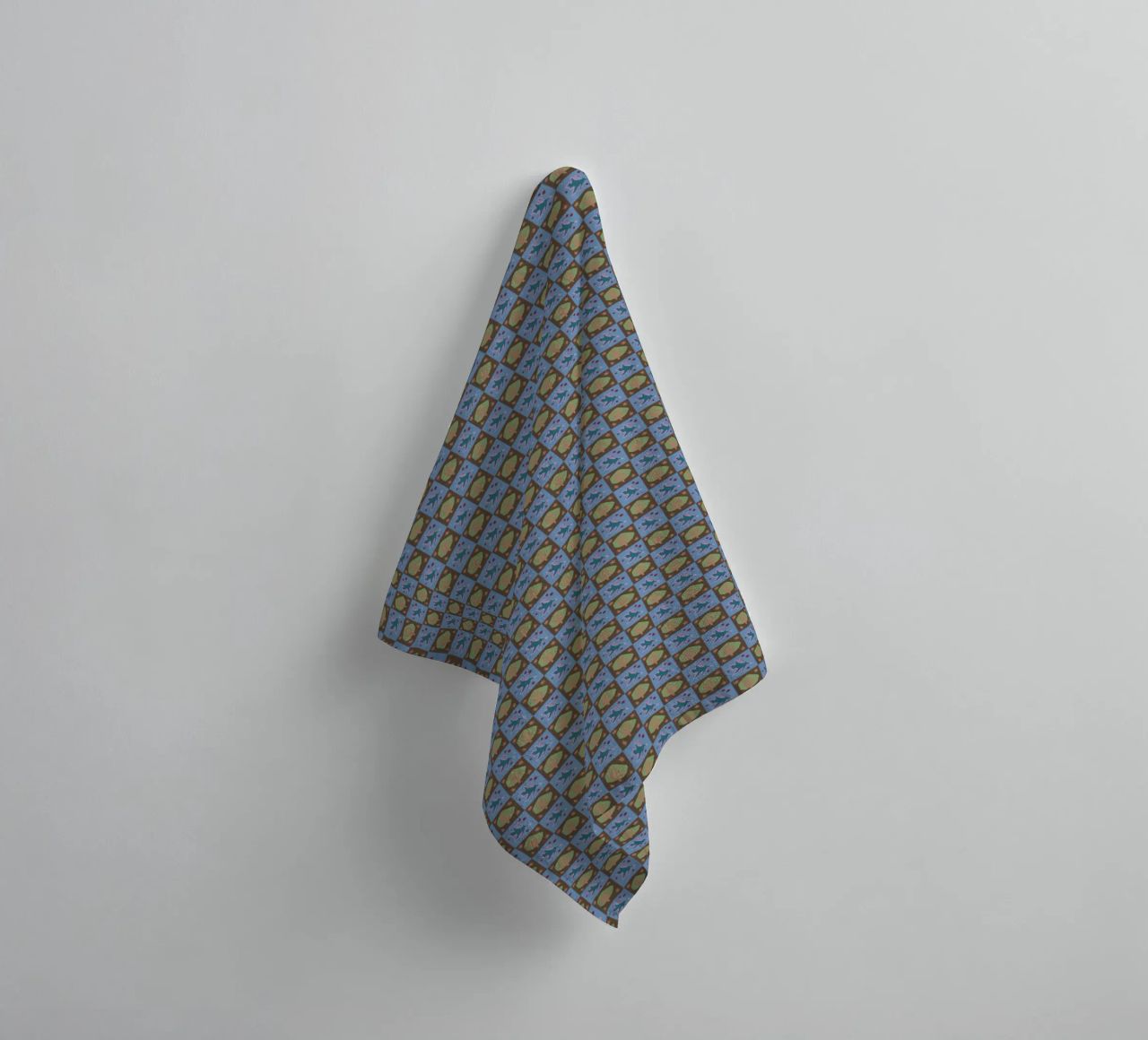 Checker botanical seamless pattern towel by Little Dean