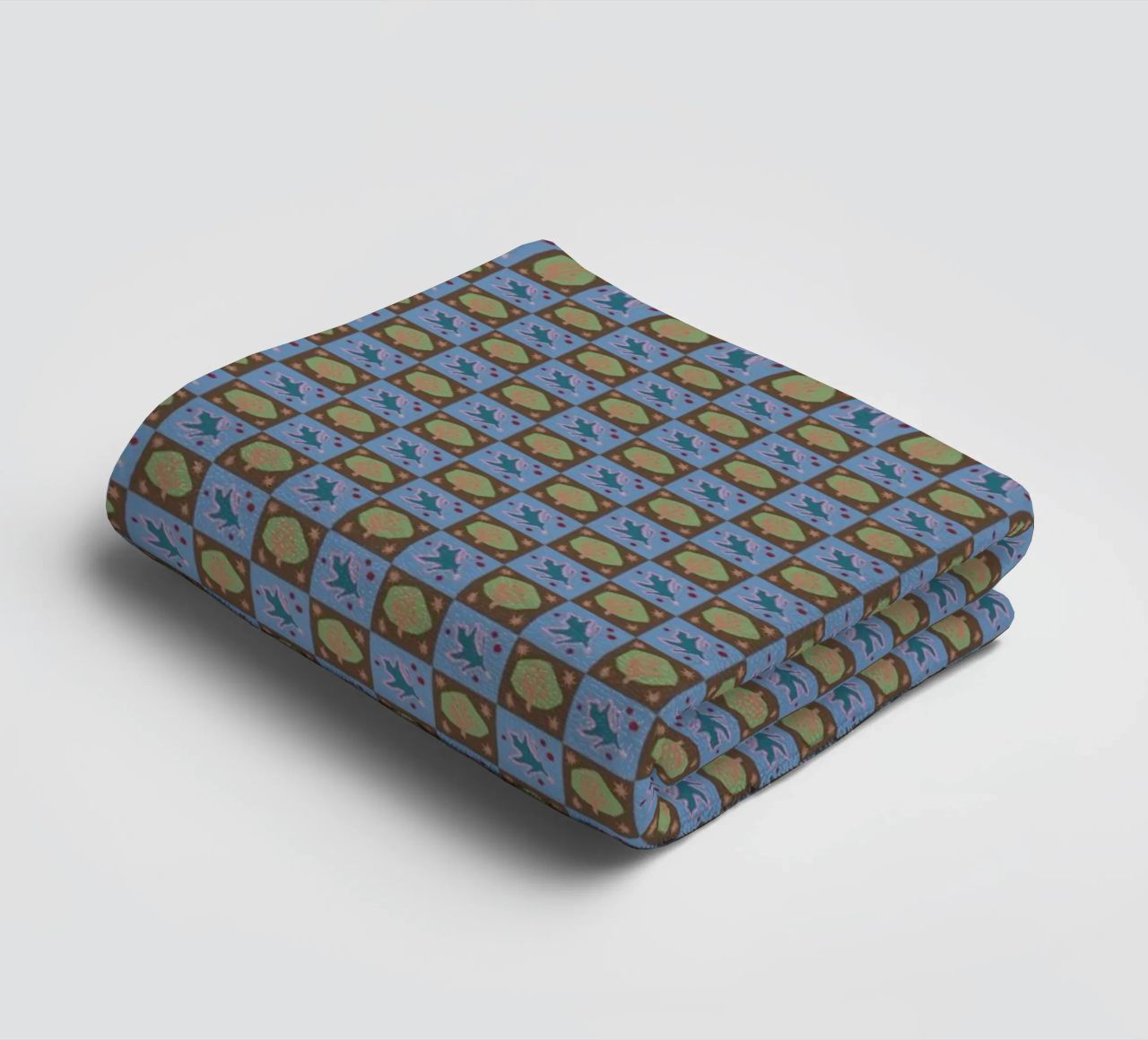 Checker botanical seamless pattern towel by Little Dean