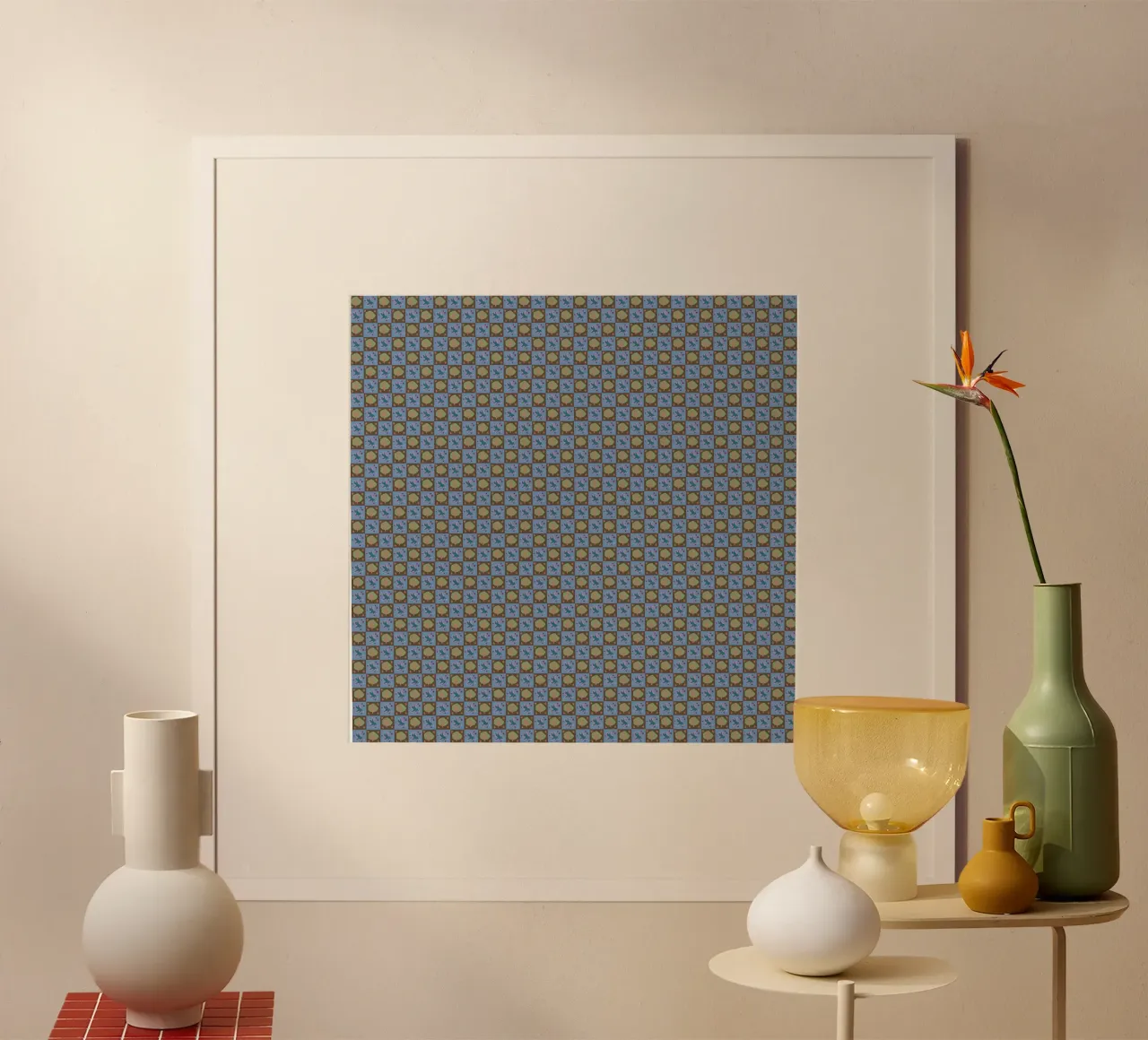 Checker botanical seamless pattern hahnemühle by Little Dean