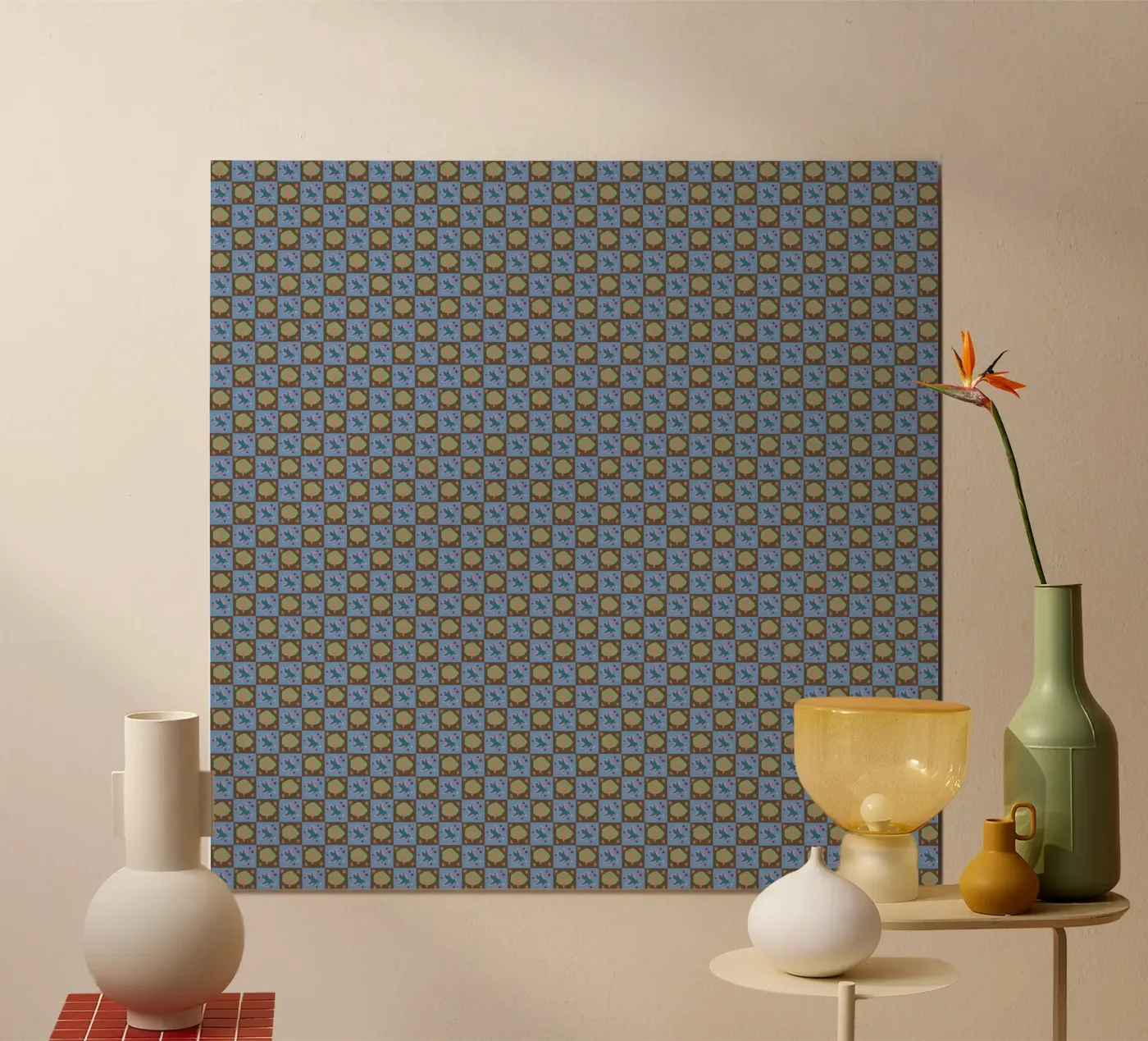 Checker botanical seamless pattern poster by Little Dean