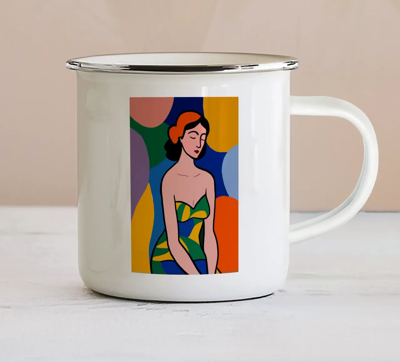 Ritratto aborigeno tazza in smalto da Little Dean