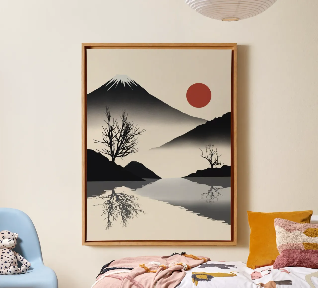 Paesaggio zen in nero tela con Cornice a cassetta da Little Dean