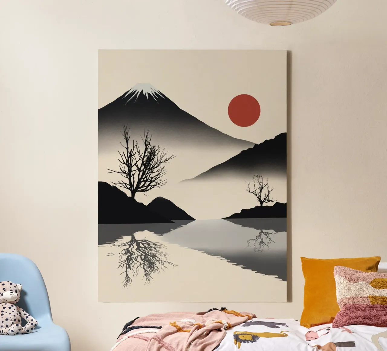 Paesaggio zen in nero tela con Cornice a cassetta da Little Dean