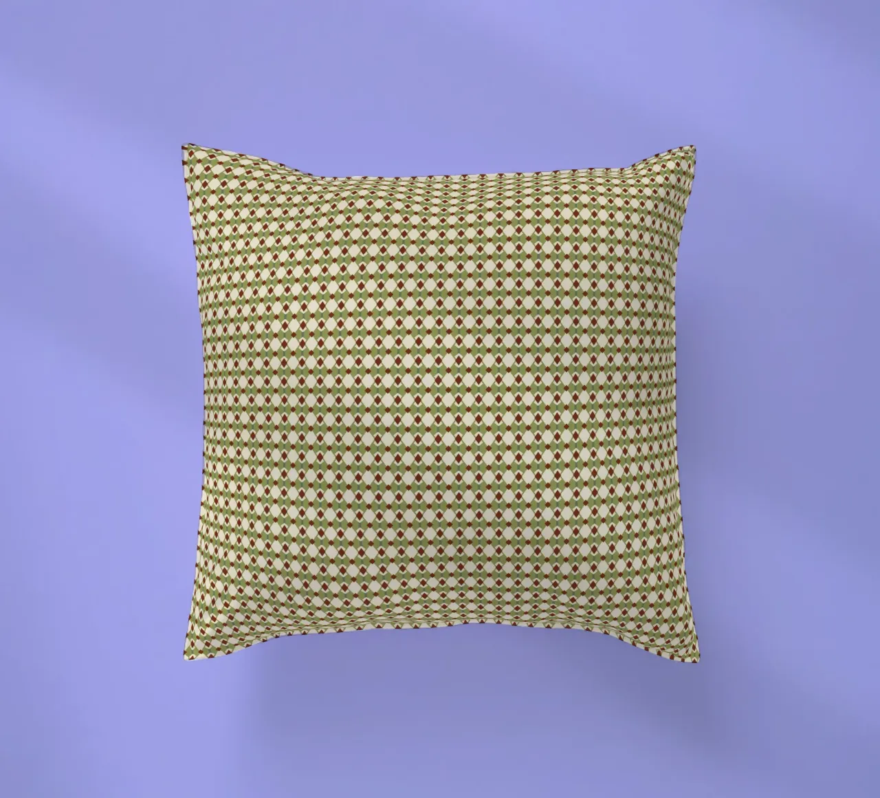Diamond green and red seamless pattern decorative cushion by Little Dean
