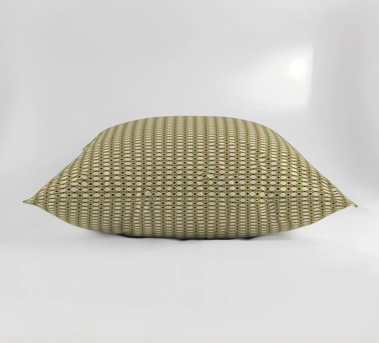 Diamond green and red seamless pattern decorative cushion by Little Dean