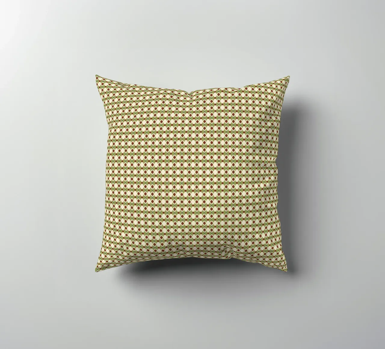 Diamond green and red seamless pattern decorative cushion by Little Dean