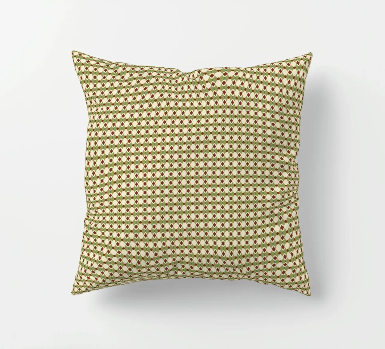 Diamond green and red seamless pattern decorative cushion by Little Dean