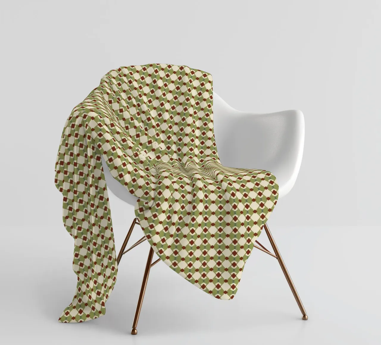 Diamond green and red seamless pattern fleece blanket by Little Dean