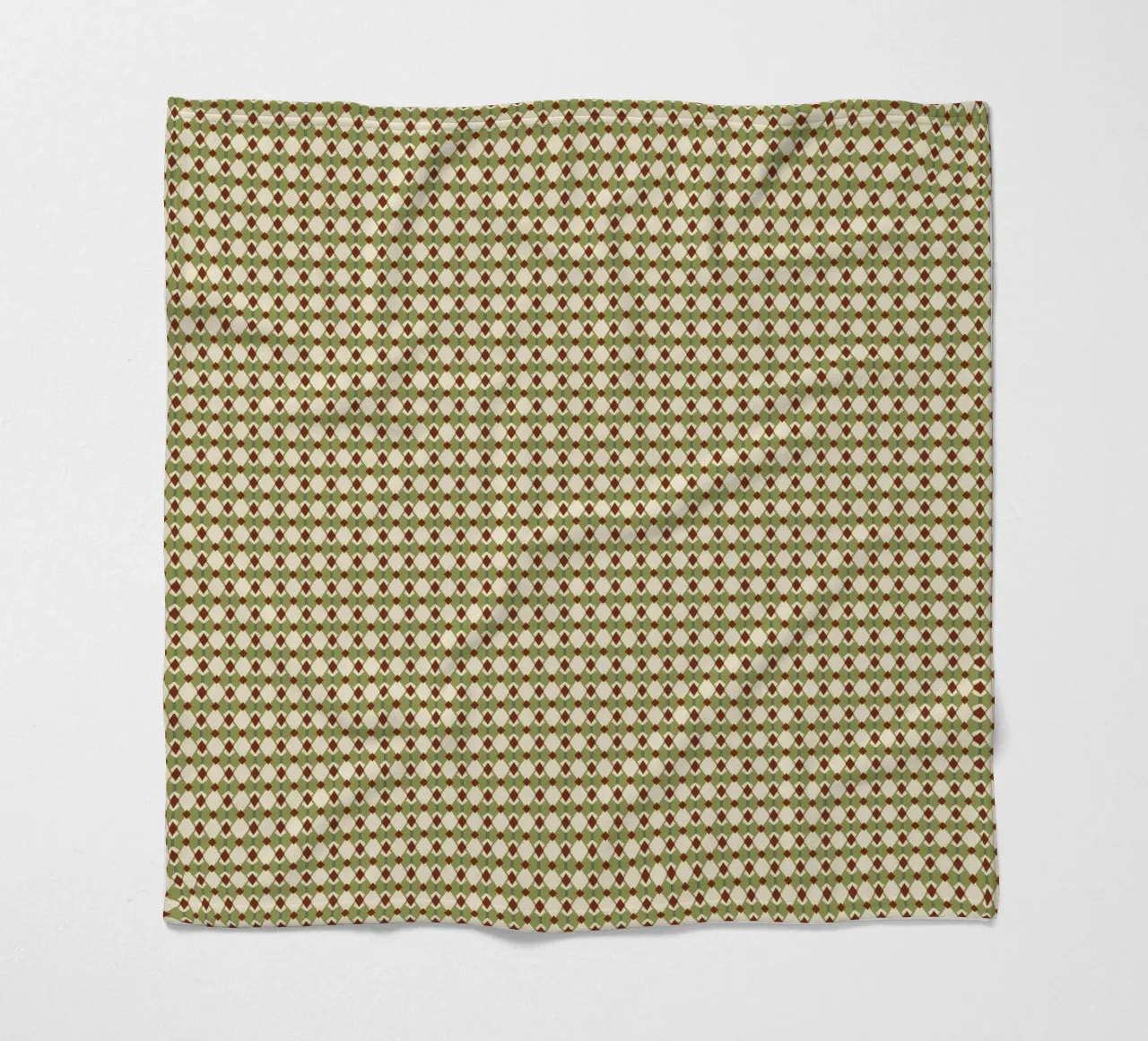 Diamond green and red seamless pattern fleece blanket by Little Dean