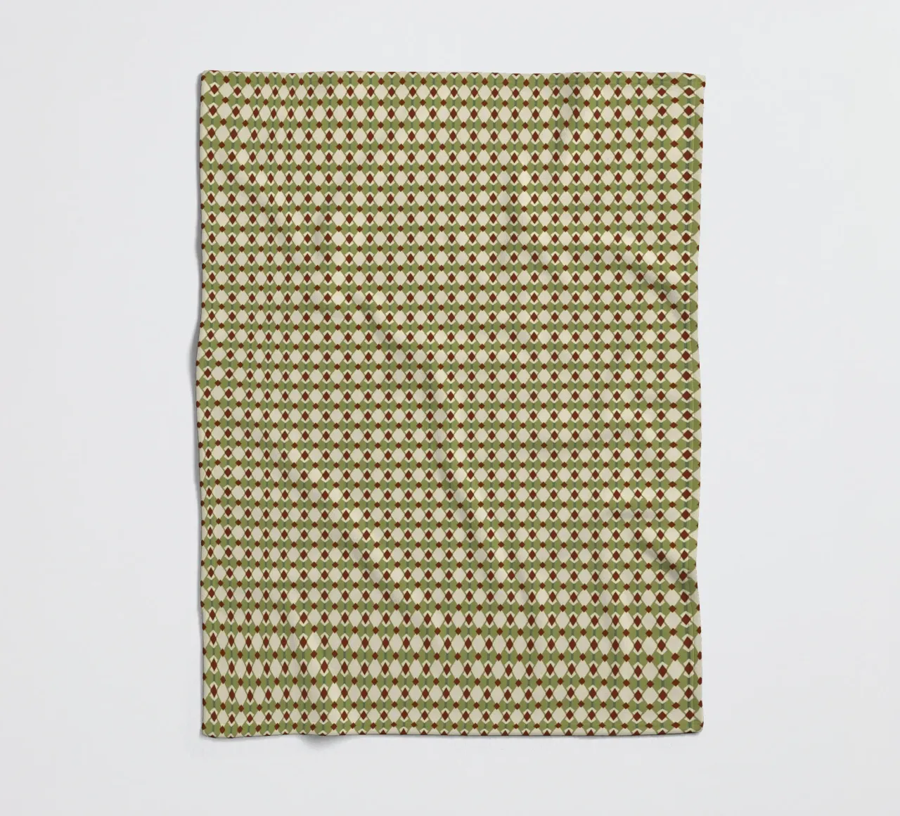 Diamond green and red seamless pattern fleece blanket by Little Dean