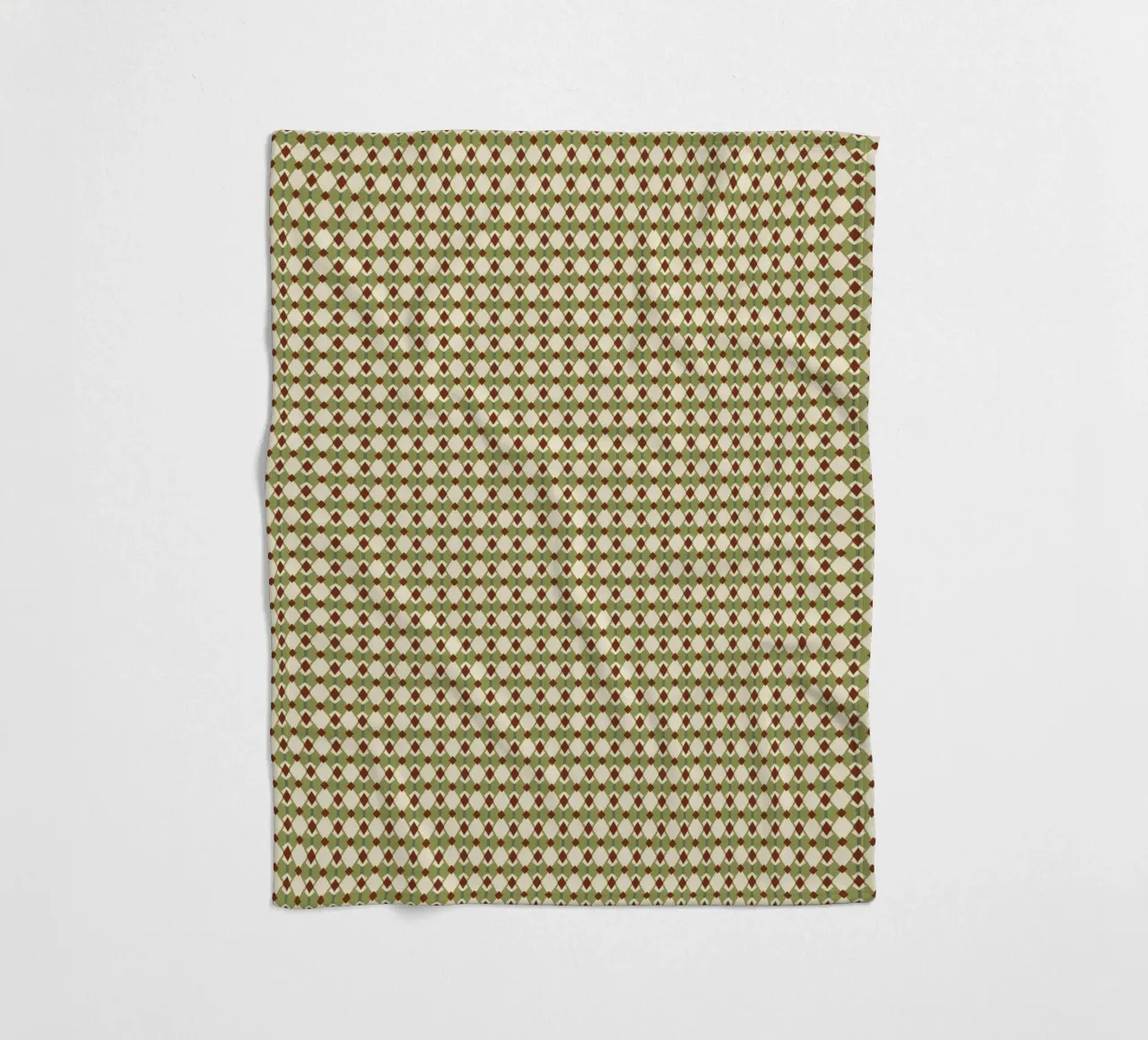 Diamond green and red seamless pattern fleece blanket by Little Dean