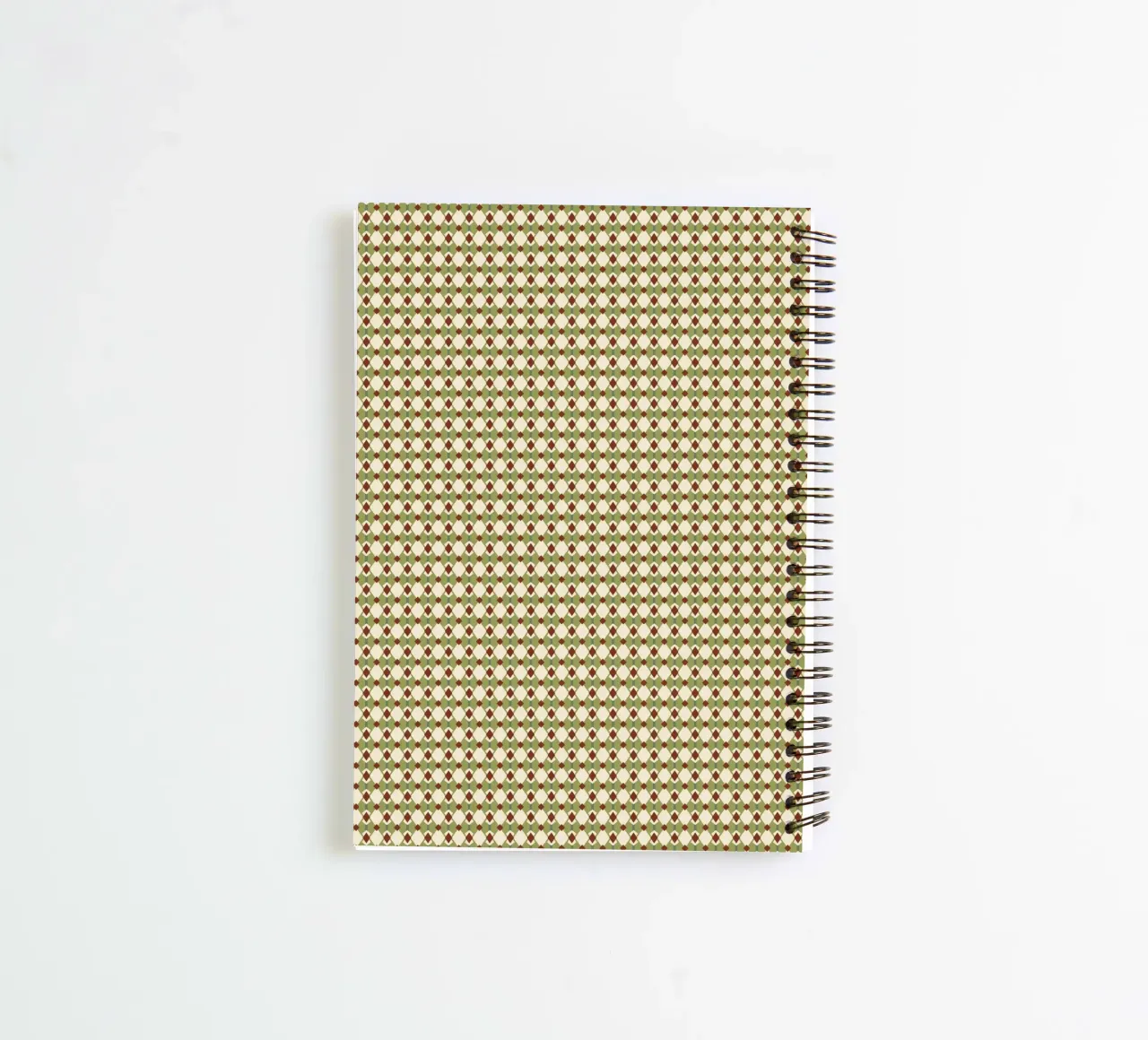 Diamond green and red seamless pattern spiral notebook by Little Dean