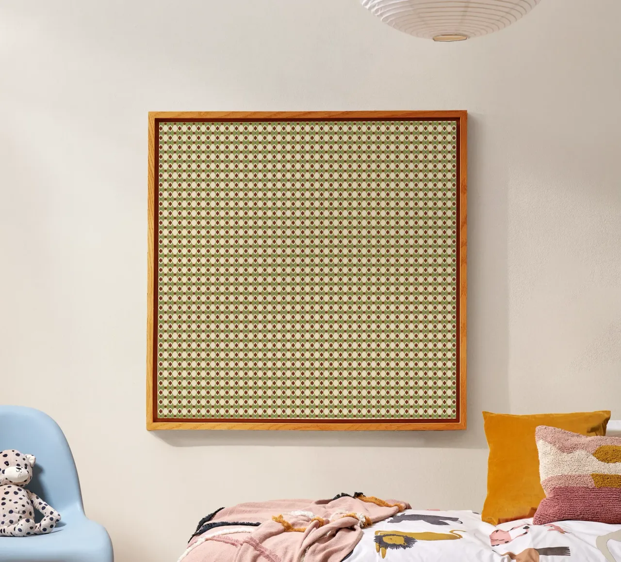 Motif sans couture vert et rouge en forme de diamant plexiglas de Little Dean
