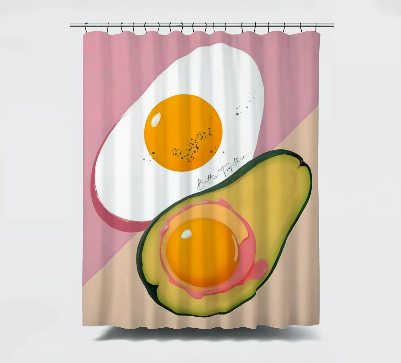 Better Together | Avocado & Eieren Ontbijt met z'n tweeën douchegordijn van 83oranges