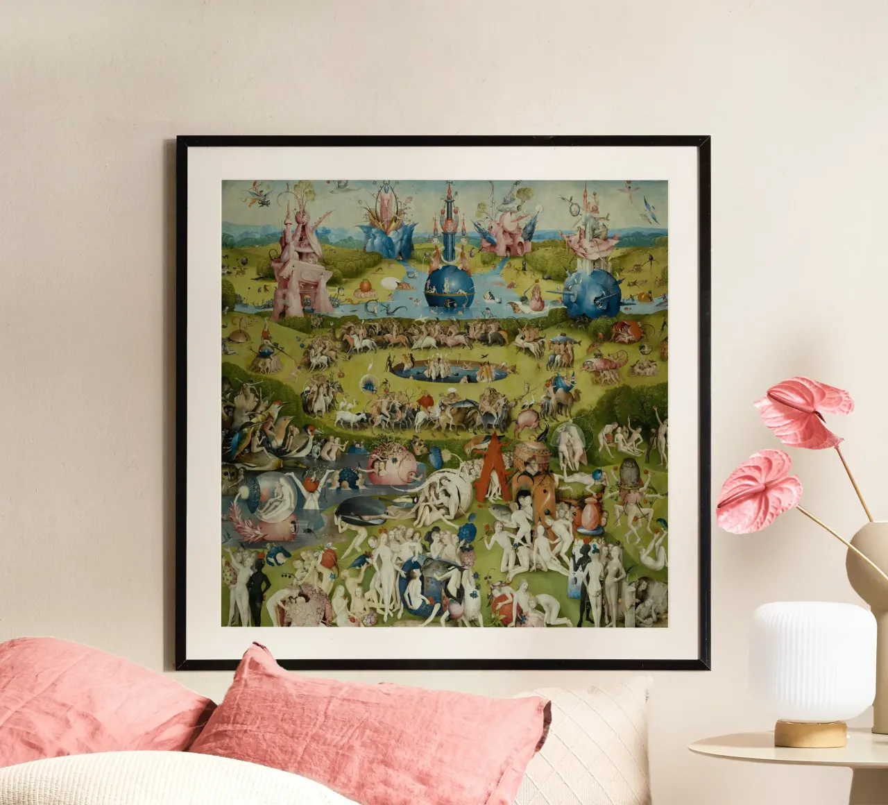 Hieronymus Bosch - Il giardino delle delizie poster con telaio in plastica da Timeless Artworks