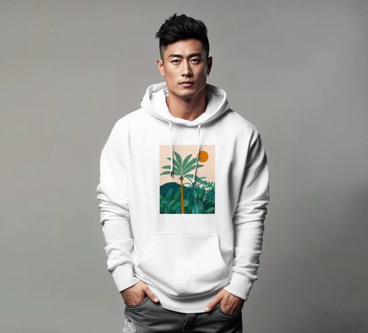Palm Vibes Natura tropicale Giungla Foresta vintage felpa con cappuccio da 83oranges