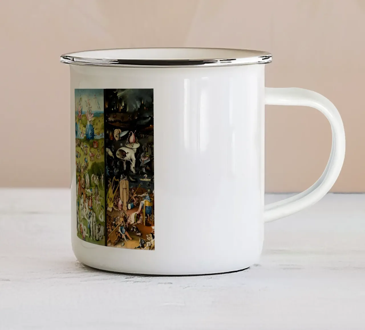 Hieronymus Bosch - Il giardino delle delizie tazza in smalto da Timeless Artworks