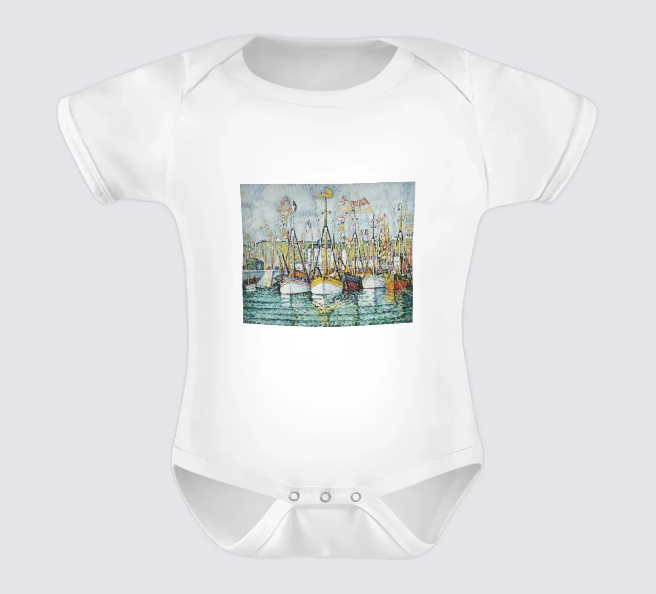 Paul Signac - Benedizione delle tonniere a Groix body neonato maniche corte da Timeless Artworks