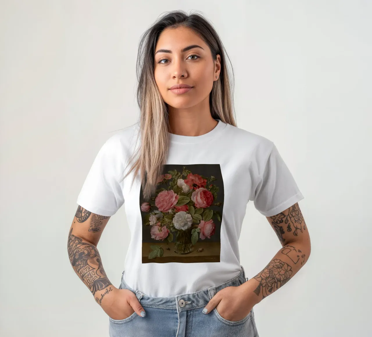 Jacob van Hulsdonck - Rose in un vaso di vetro. 1640 - 1645 t-shirt da Timeless Artworks