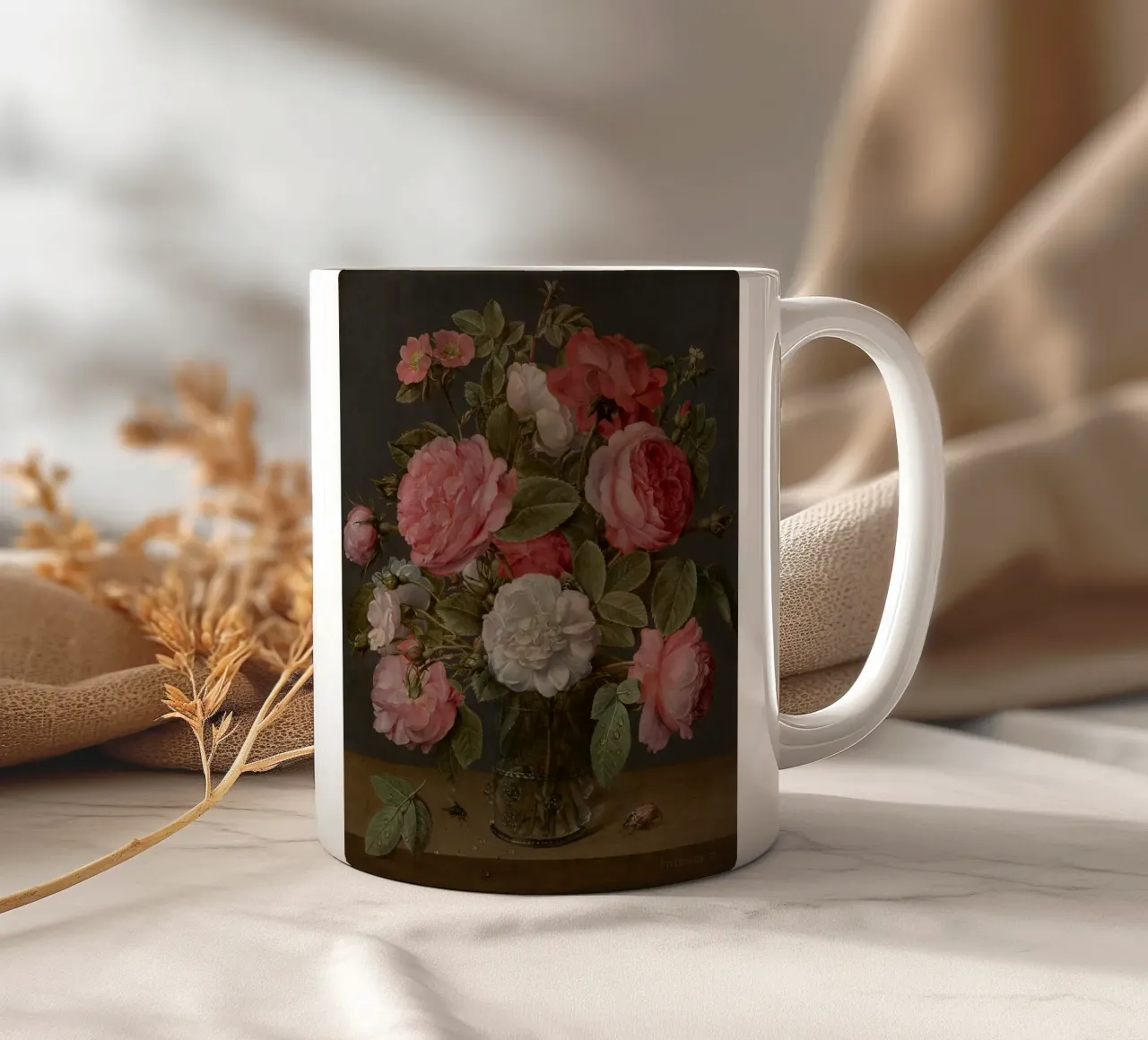 Jacob van Hulsdonck - Rose in un vaso di vetro. 1640 - 1645 tazza in ceramica da Timeless Artworks