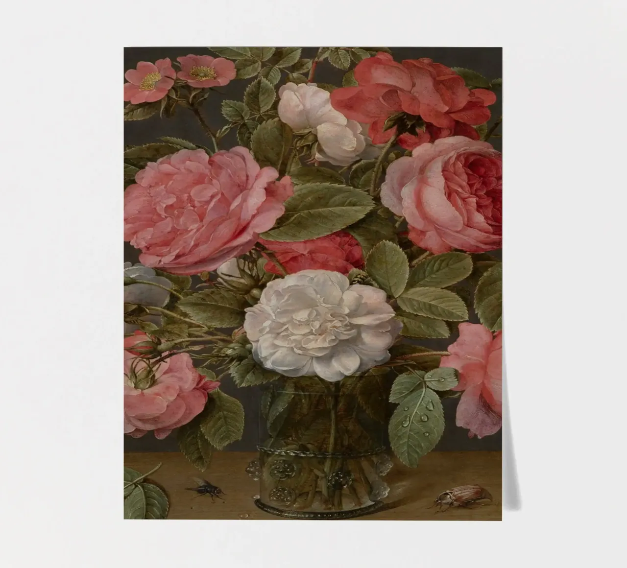 Jacob van Hulsdonck - Rosen in einer Glasvase. 1640 - 1645 Stickerbogen von Timeless Artworks