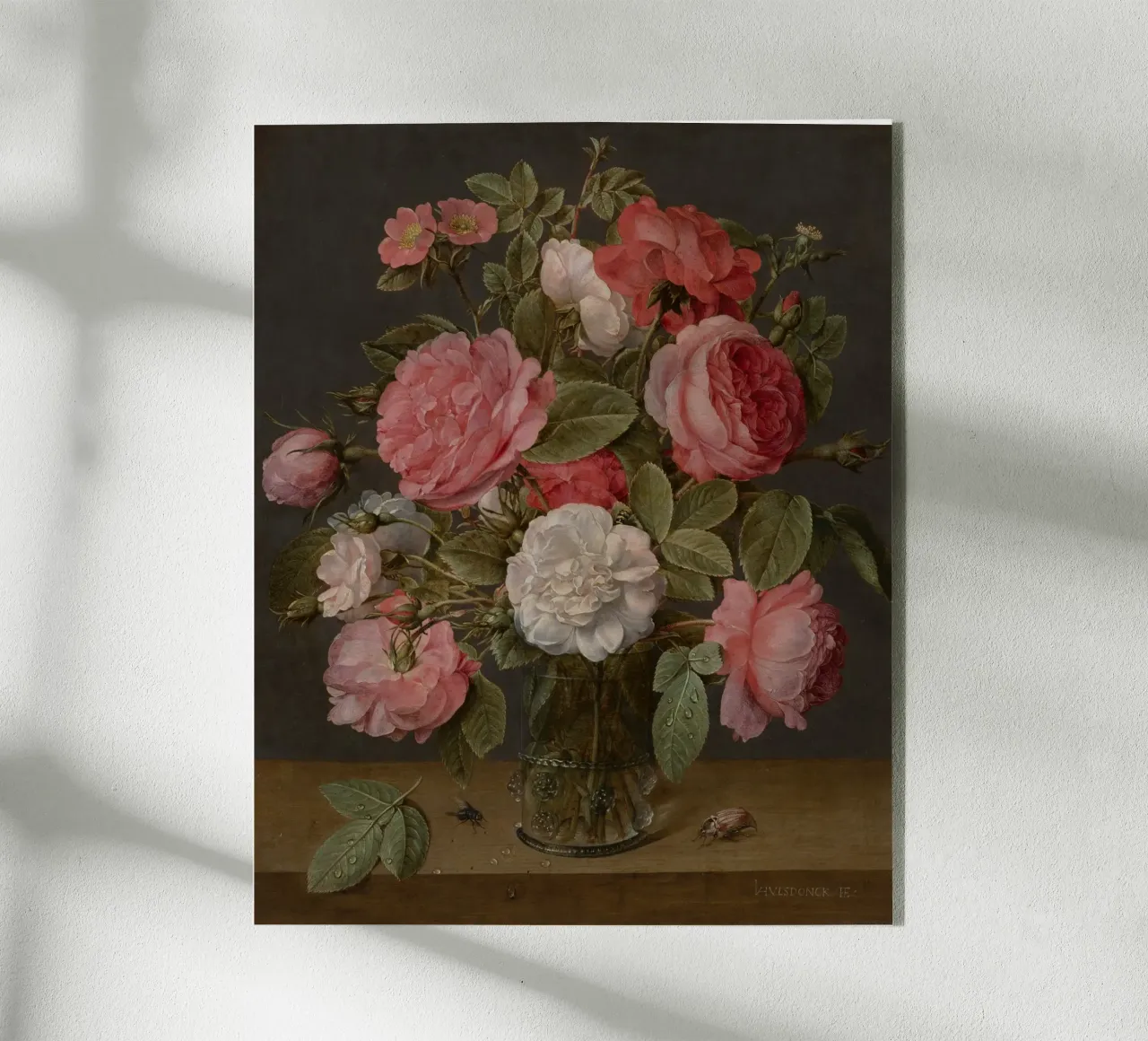 Jacob van Hulsdonck - Rose in un vaso di vetro. 1640 - 1645 plexiglass da Timeless Artworks