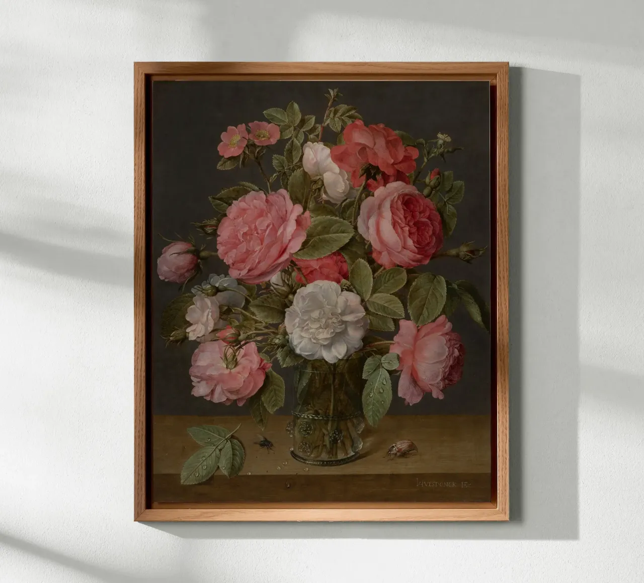 Jacob van Hulsdonck - Rose in un vaso di vetro. 1640 - 1645 alluminio dibond da Timeless Artworks