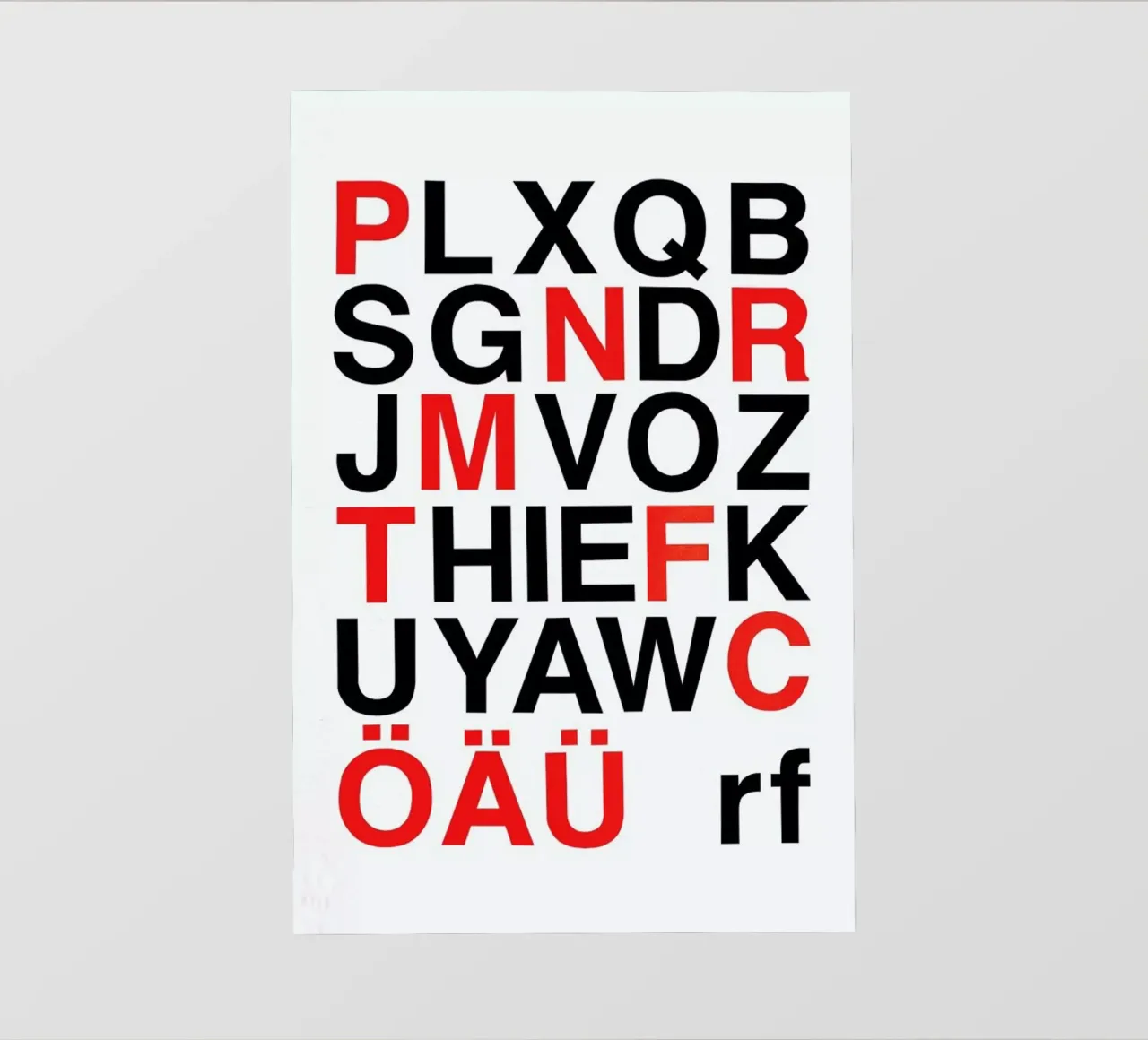 Alphabet Neon Red And Black telo in pvc da Rosi Feist