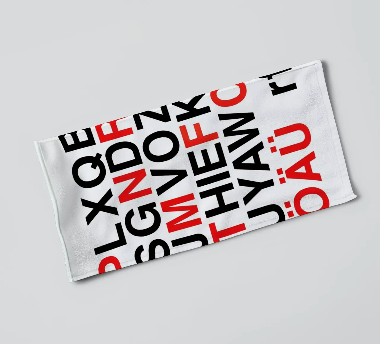 Alphabet Neon Red And Black towel by Rosi Feist