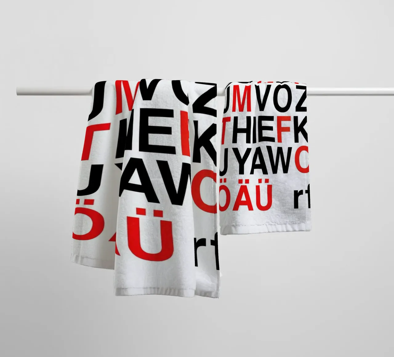 Alphabet Neon Red And Black towel by Rosi Feist