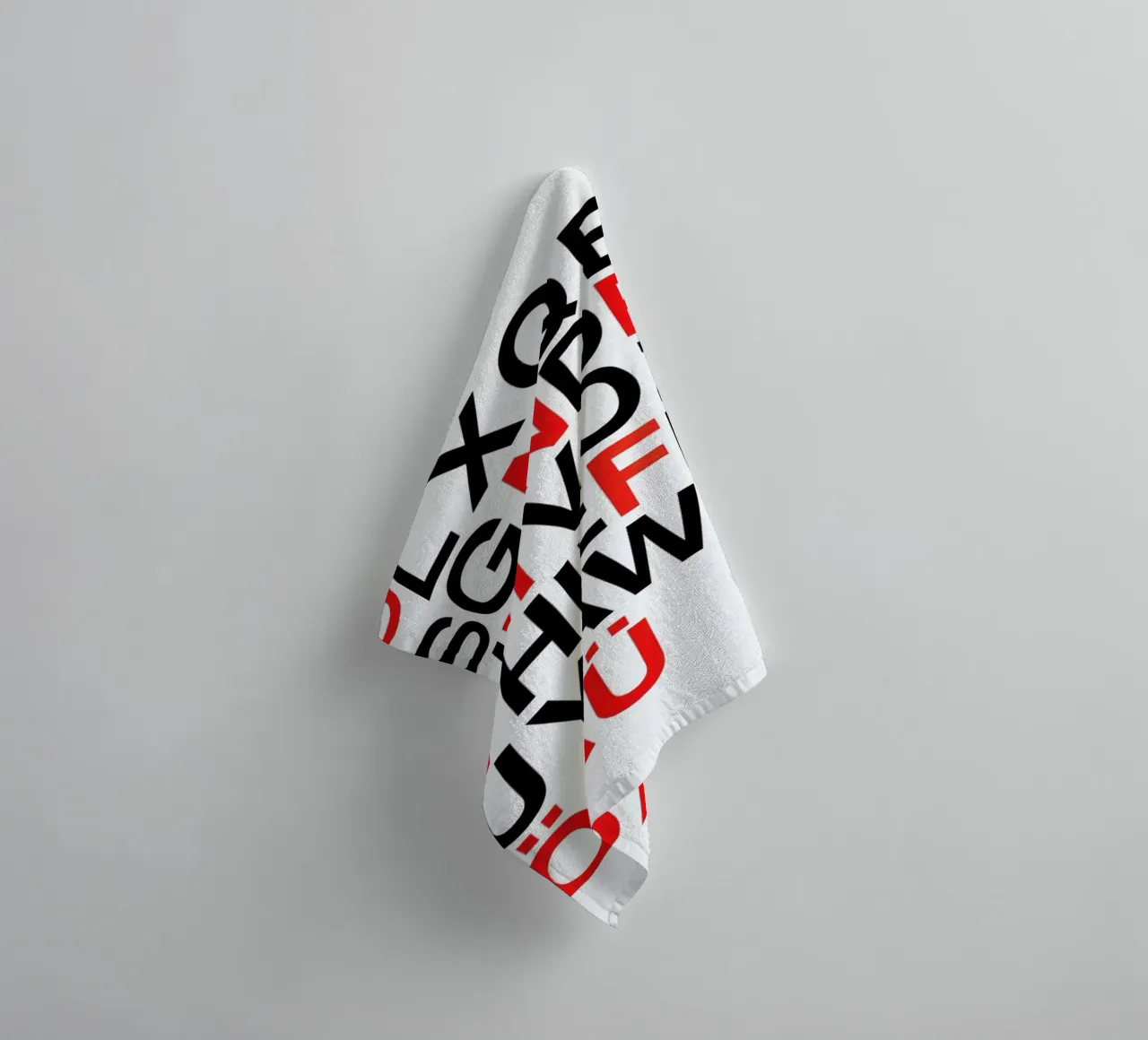 Alphabet Neon Red And Black towel by Rosi Feist