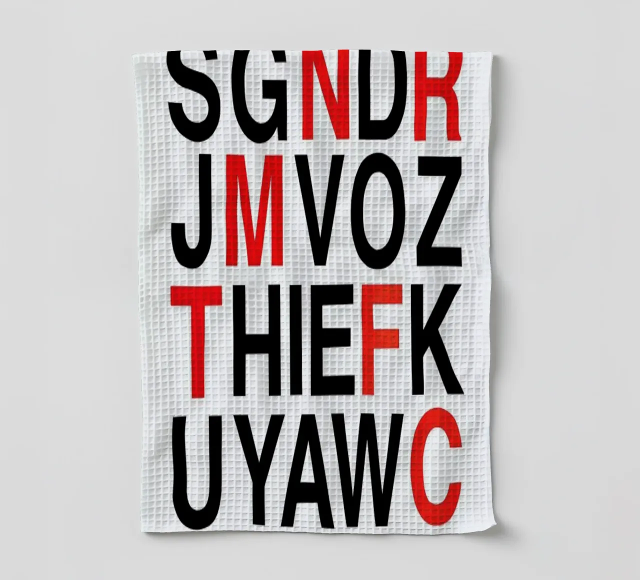 Alphabet Neon Red And Black torchon de Rosi Feist