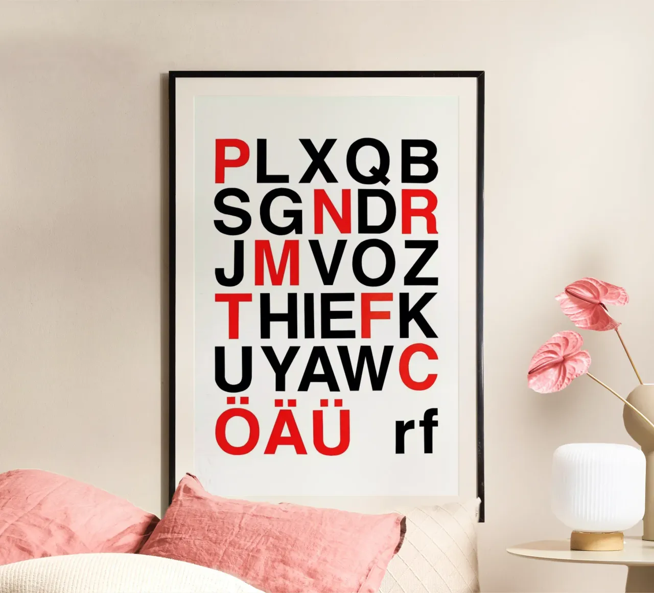 Alphabet Neon Red And Black carta hahnemühle da Rosi Feist