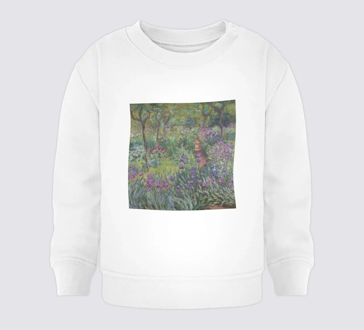 Claude Monet - Il giardino degli iris a Giverny felpa neonato da Timeless Artworks
