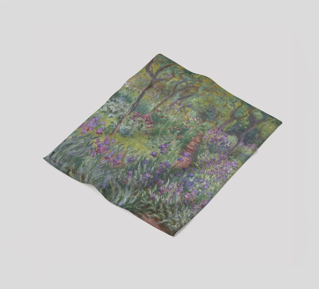 Claude Monet - Der Schwertliliengarten in Giverny Fleecedecke von Timeless Artworks