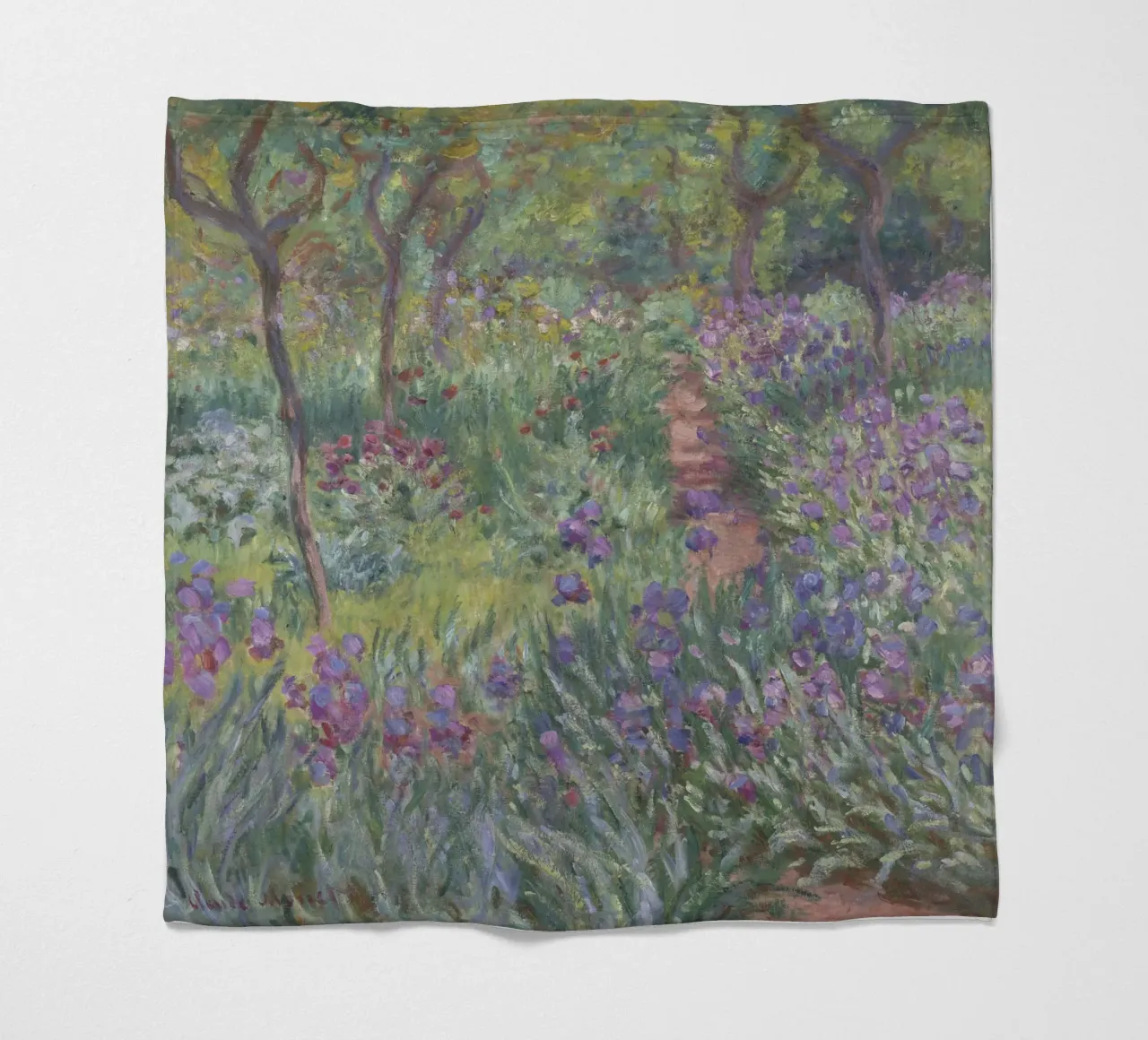 Claude Monet - Der Schwertliliengarten in Giverny Fleecedecke von Timeless Artworks