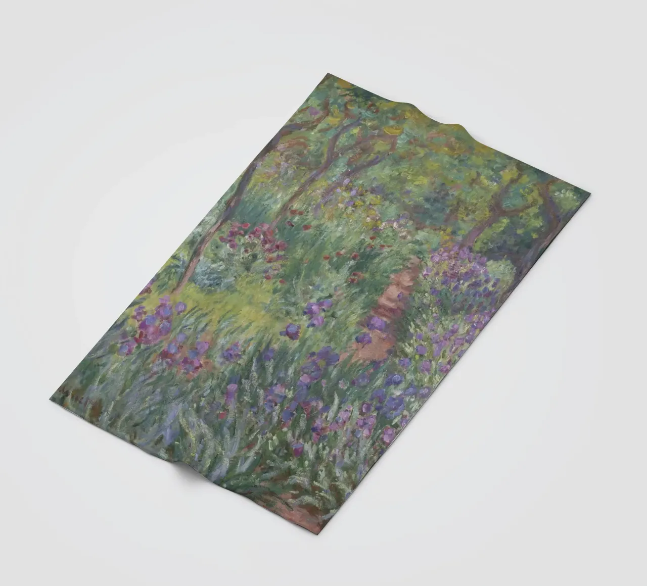 Claude Monet - Der Schwertliliengarten in Giverny Fleecedecke von Timeless Artworks