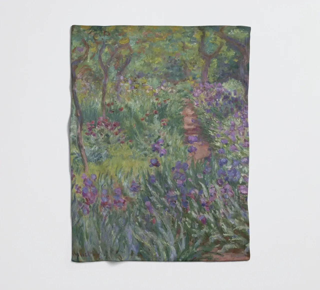 Claude Monet - Der Schwertliliengarten in Giverny Fleecedecke von Timeless Artworks