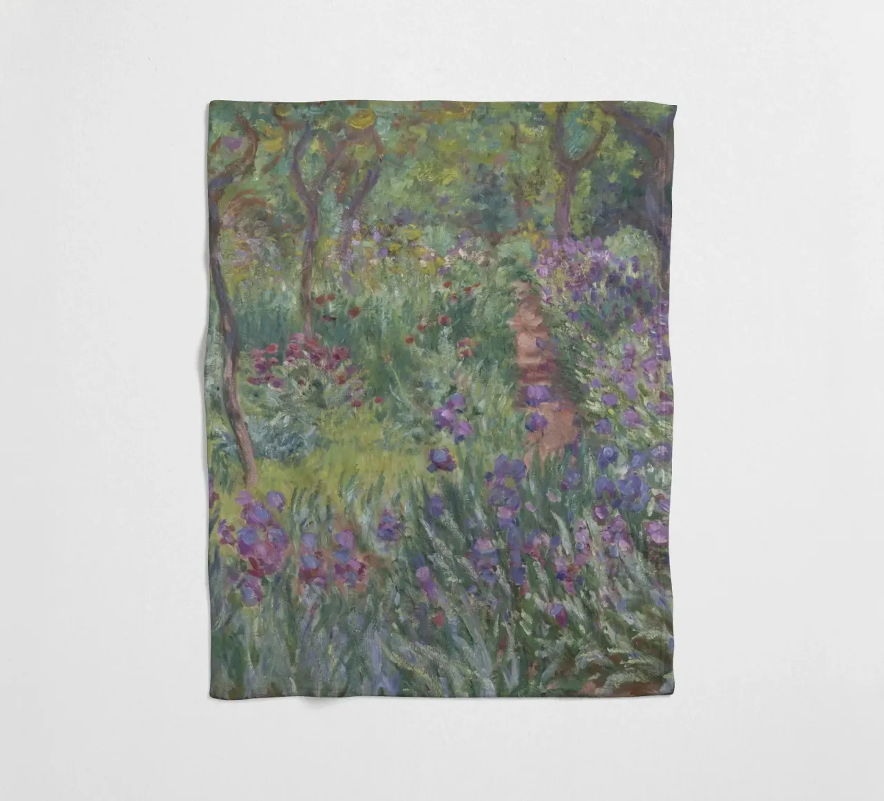 Claude Monet - Der Schwertliliengarten in Giverny Fleecedecke von Timeless Artworks