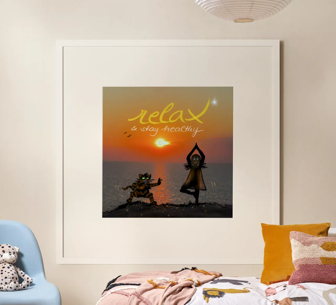 I migliori amici dello yoga poster con telaio in alluminio da Happy 😃 Art 🎨 by Christine Schnoell