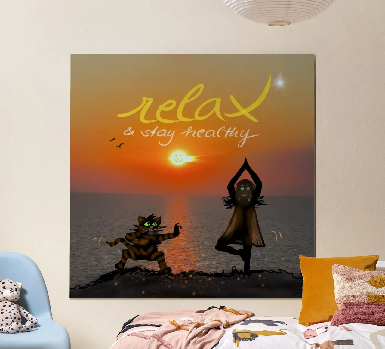 I migliori amici dello yoga poster con telaio in alluminio da Happy 😃 Art 🎨 by Christine Schnoell