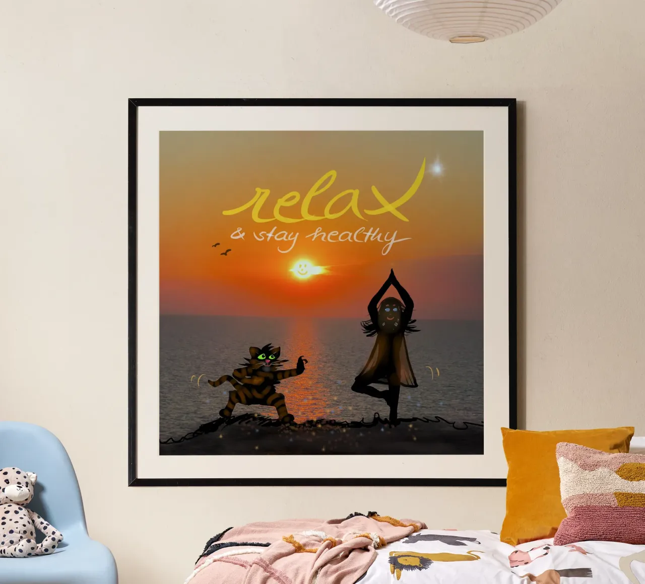 I migliori amici dello yoga poster con telaio in alluminio da Happy 😃 Art 🎨 by Christine Schnoell