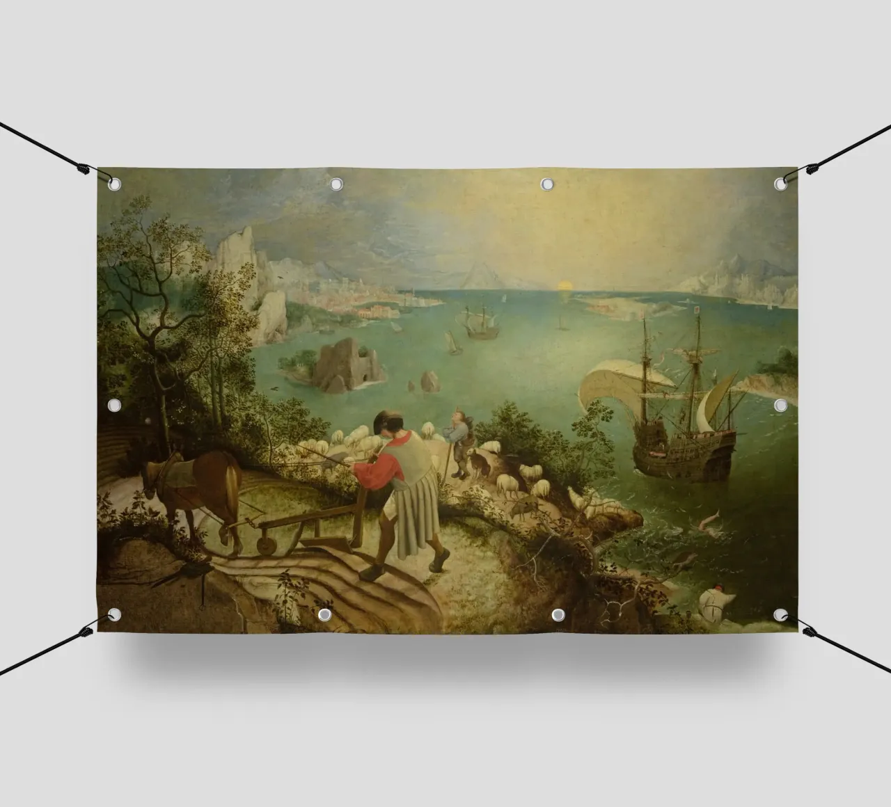 Pieter Bruegel il Vecchio -Paesaggio con la caduta di Icaro telo in pvc da Timeless Artworks