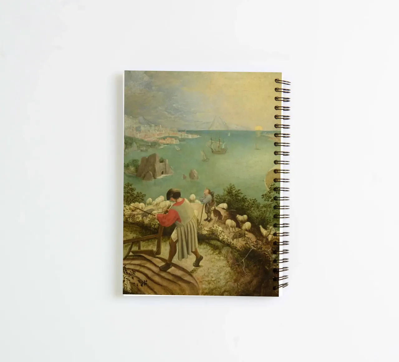 Pieter Bruegel the Elder -Landscape with the Fall of Icarus spiral notebook by Timeless Artworks