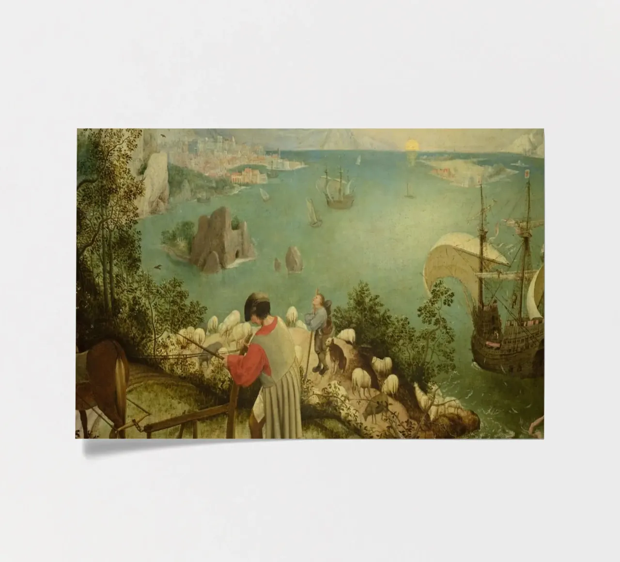 Pieter Bruegel der Ältere -Landschaft mit dem Sturz des Ikarus Stickerbogen von Timeless Artworks