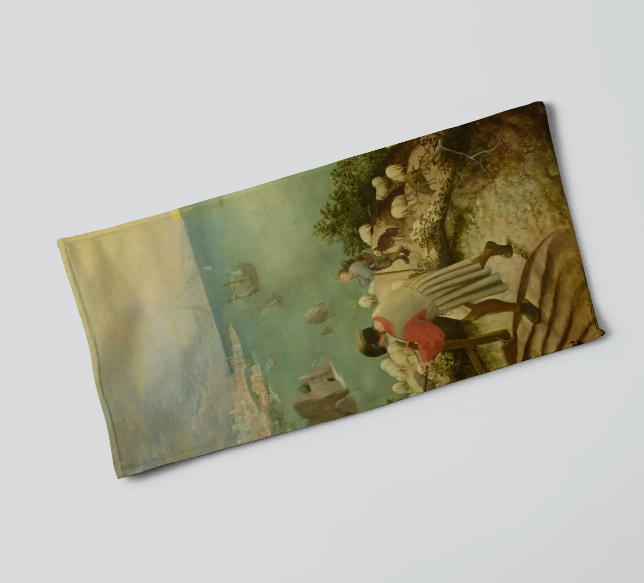 Pieter Bruegel the Elder -Landscape with the Fall of Icarus towel by Timeless Artworks