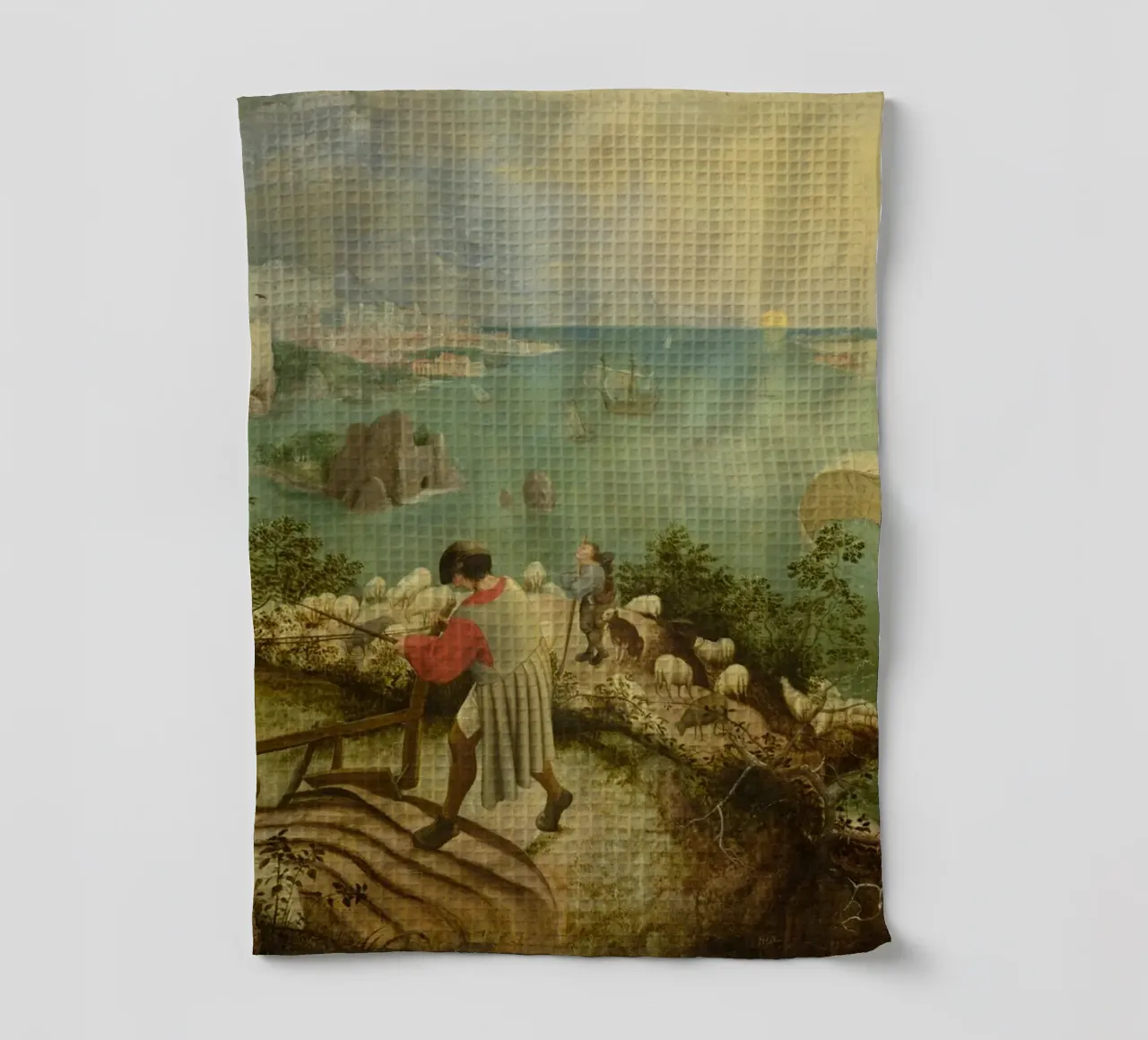 Pieter Bruegel l'Ancien - Paysage avec la chute d'Icare torchon de Timeless Artworks