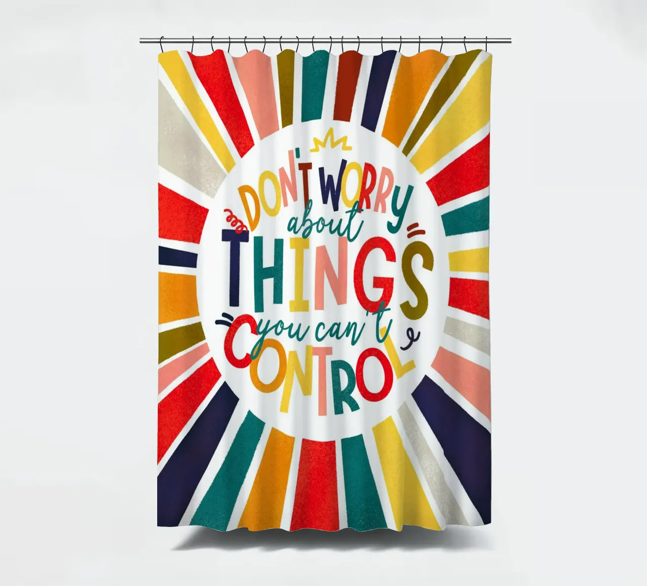 "Don't Worry" Motivational Quote Art Print - Colorful Rays tenda da doccia da showmemars