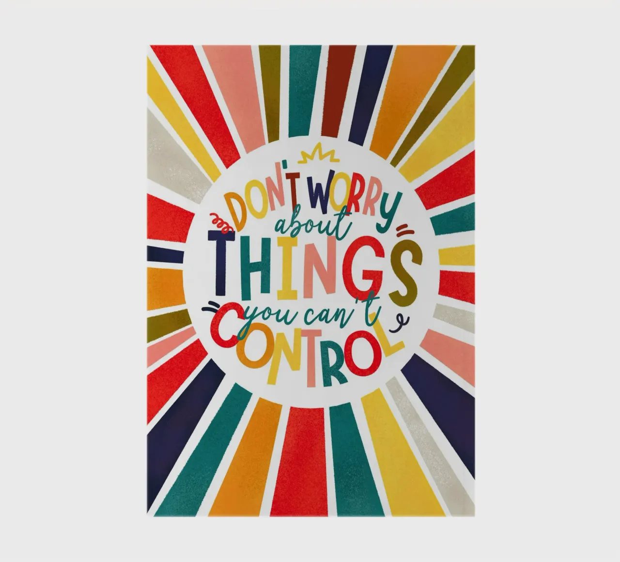 "Don't Worry" Motivational Quote Art Print - Colorful Rays diario da showmemars