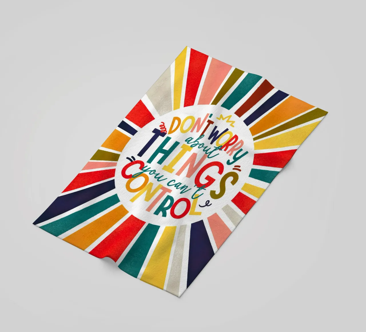 "Don't Worry" Motivational Quote Art Print - Colorful Rays telo mare da showmemars